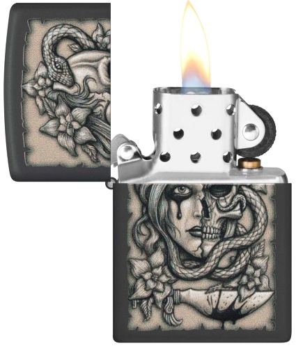  Зажигалка Zippo Gory Tattoo с покрытием Black Matte