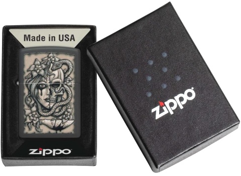  Зажигалка Zippo Gory Tattoo с покрытием Black Matte