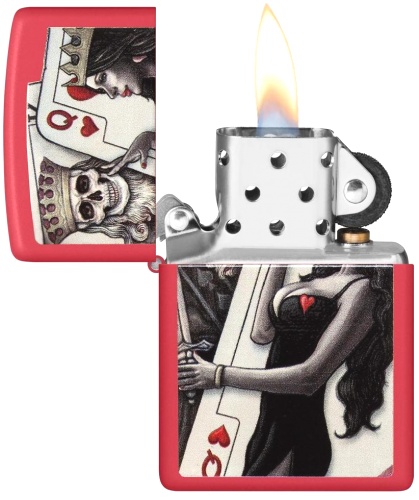  Зажигалка Zippo Skull King Queen Beauty с покрытием Red Matte