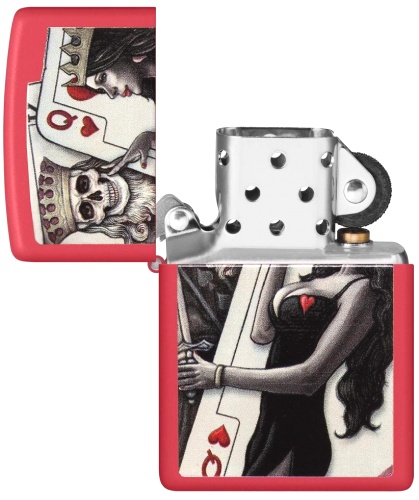  Зажигалка Zippo Skull King Queen Beauty с покрытием Red Matte