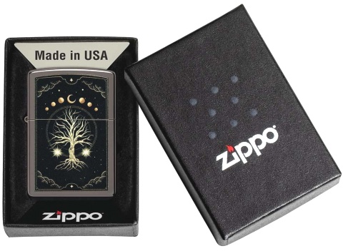  Зажигалка Zippo Mystic Nature Design с покрытием Black Ice®