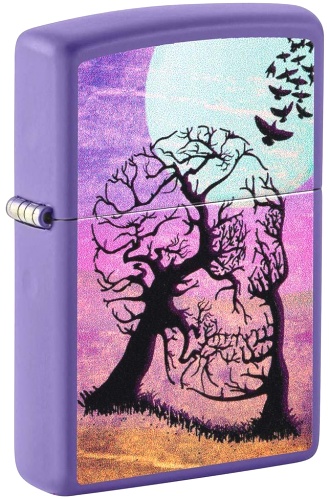  Зажигалка Zippo Skull Tree с покрытием Purple Matte