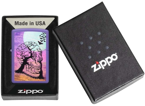  Зажигалка Zippo Skull Tree с покрытием Purple Matte