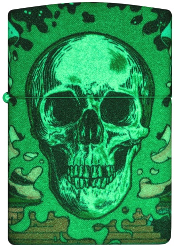  Зажигалка ZIPPO Skull Design с покрытием Glow In The Dark Green