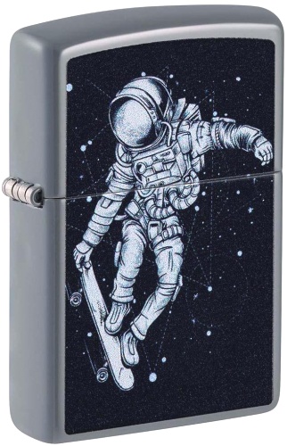  Зажигалка Zippo Skateboarding Astronaut с покрытием Flat Grey