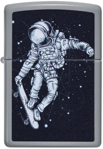  Зажигалка Zippo Skateboarding Astronaut с покрытием Flat Grey