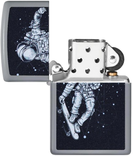  Зажигалка Zippo Skateboarding Astronaut с покрытием Flat Grey