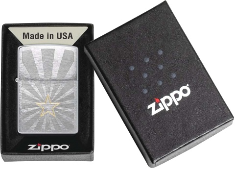  Зажигалка Zippo Star Design с покрытием Brushed Chrome