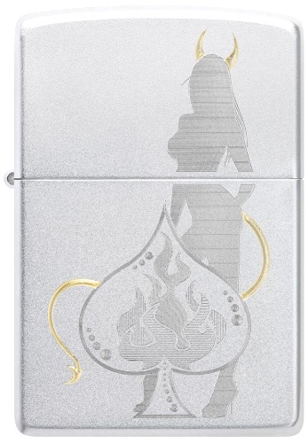  Зажигалка Zippo Devilish Ace с покрытием Satin Chrome