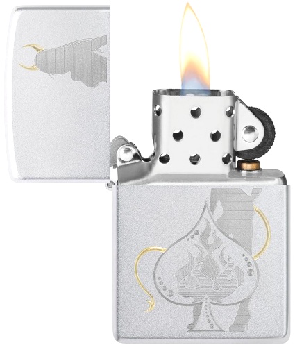  Зажигалка Zippo Devilish Ace с покрытием Satin Chrome