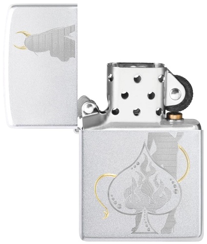  Зажигалка Zippo Devilish Ace с покрытием Satin Chrome