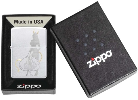  Зажигалка Zippo Devilish Ace с покрытием Satin Chrome