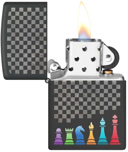  Зажигалка Zippo Chess Pieces с покрытием Black Matte