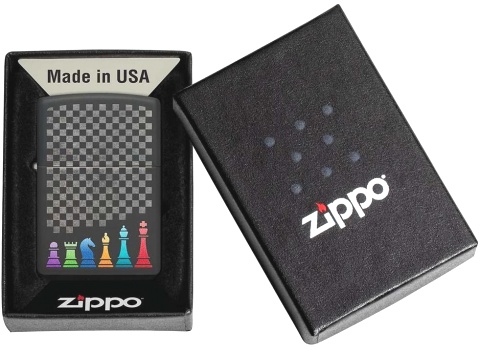  Зажигалка Zippo Chess Pieces с покрытием Black Matte