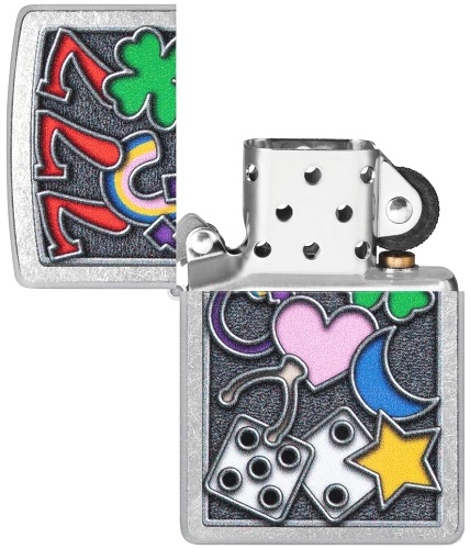  Зажигалка Zippo All Luck с покрытием Street Chrome