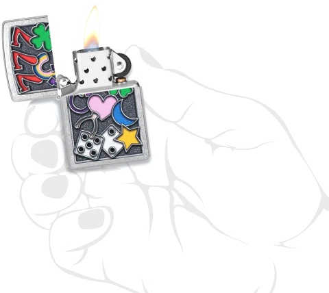  Зажигалка Zippo All Luck с покрытием Street Chrome