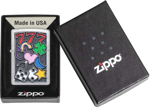  Зажигалка Zippo All Luck с покрытием Street Chrome