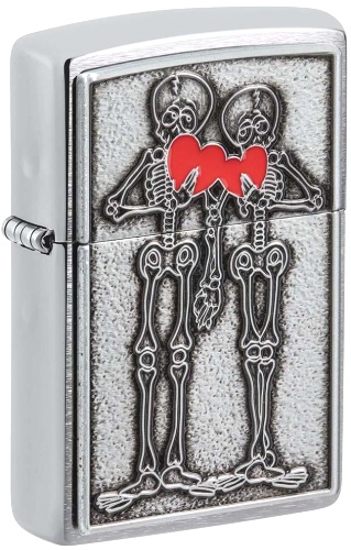  Зажигалка Zippo Couple Love с покрытием Brushed Chrome