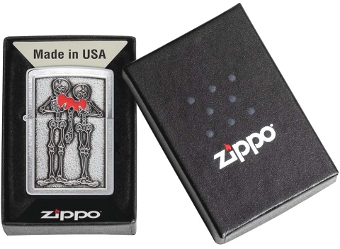  Зажигалка Zippo Couple Love с покрытием Brushed Chrome