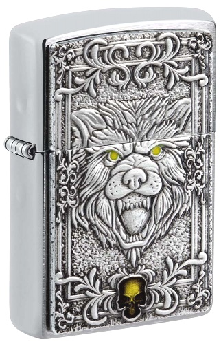  Зажигалка Zippo Wolf Emblem с покрытием Brushed Chrome