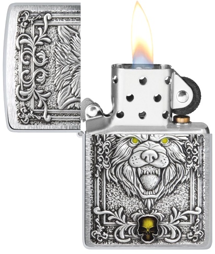  Зажигалка Zippo Wolf Emblem с покрытием Brushed Chrome