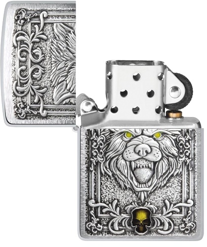  Зажигалка Zippo Wolf Emblem с покрытием Brushed Chrome