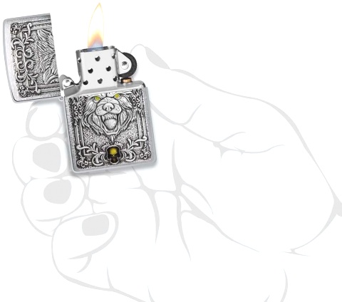  Зажигалка Zippo Wolf Emblem с покрытием Brushed Chrome