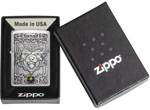  Зажигалка Zippo Wolf Emblem с покрытием Brushed Chrome