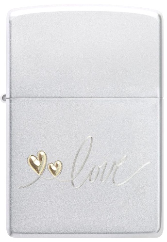  Зажигалка Zippo Love Design с покрытием Satin Chrome