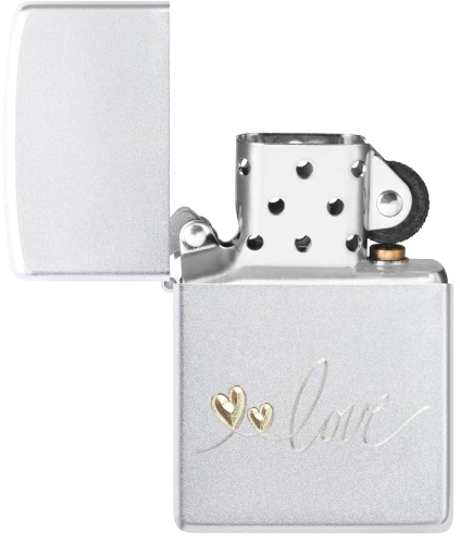  Зажигалка Zippo Love Design с покрытием Satin Chrome