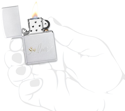  Зажигалка Zippo Love Design с покрытием Satin Chrome