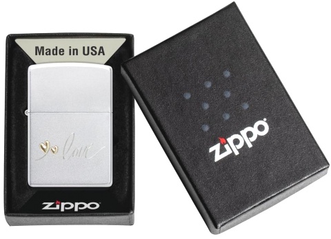  Зажигалка Zippo Love Design с покрытием Satin Chrome