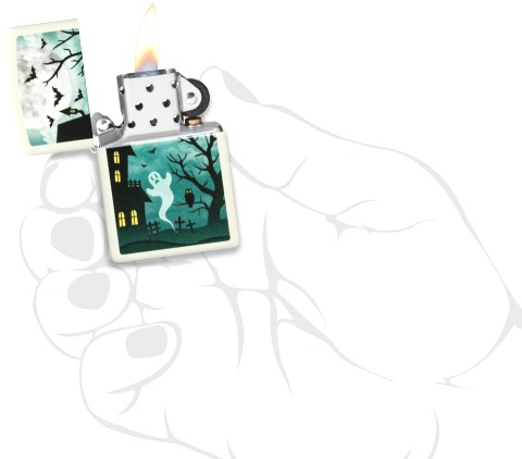  Зажигалка Zippo Spooky Design с покрытием Glow In The Dark Green