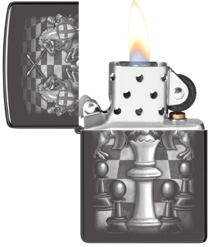  Зажигалка Zippo Chess Design с покрытием High Polish Black