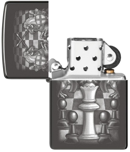  Зажигалка Zippo Chess Design с покрытием High Polish Black