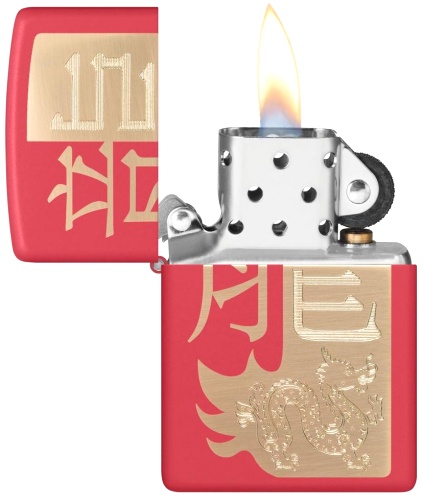  Зажигалка Zippo Year of the Dragon 2024 с покрытием Red Matte