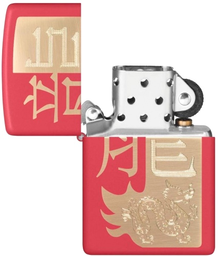  Зажигалка Zippo Year of the Dragon 2024 с покрытием Red Matte