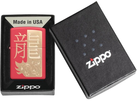  Зажигалка Zippo Year of the Dragon 2024 с покрытием Red Matte