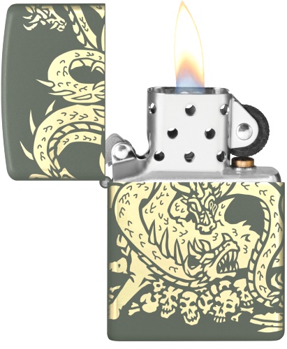  Зажигалка Zippo Dragon Design с покрытием Green Matte