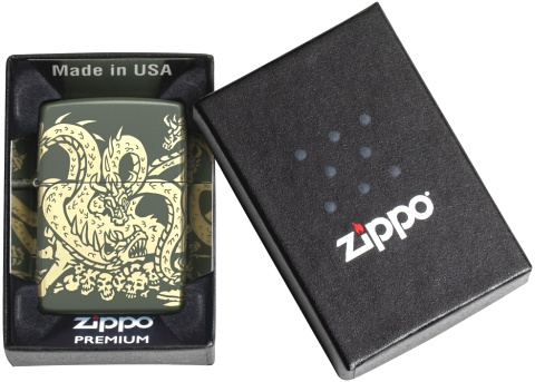  Зажигалка Zippo Dragon Design с покрытием Green Matte