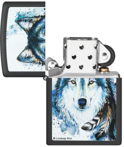  Зажигалка Zippo Feed the Good Wolf с покрытием Black Matte