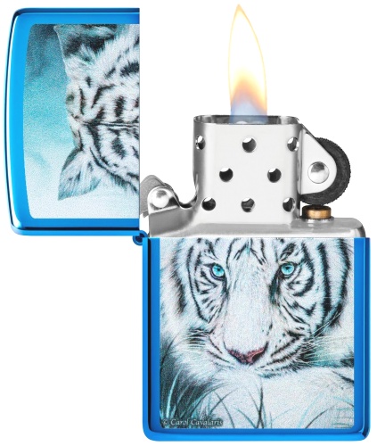  Зажигалка Zippo White Tiger с покрытием High Polish Blue