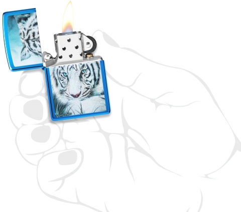  Зажигалка Zippo White Tiger с покрытием High Polish Blue