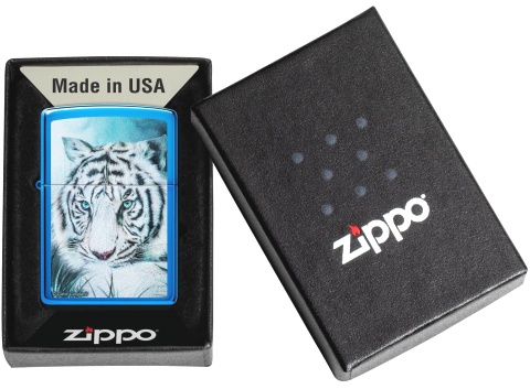  Зажигалка Zippo White Tiger с покрытием High Polish Blue