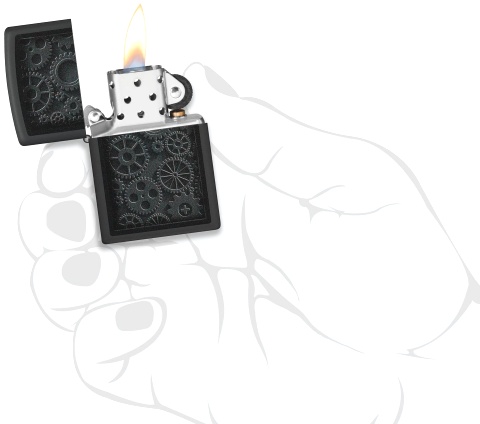  Зажигалка Zippo Steampunk с покрытием Black Matte