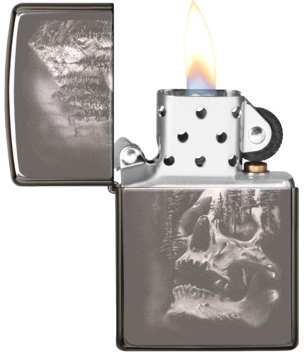  Зажигалка Zippo Skull Design с покрытием Black Ice®