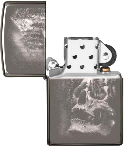  Зажигалка Zippo Skull Design с покрытием Black Ice®