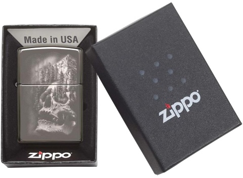  Зажигалка Zippo Skull Design с покрытием Black Ice®