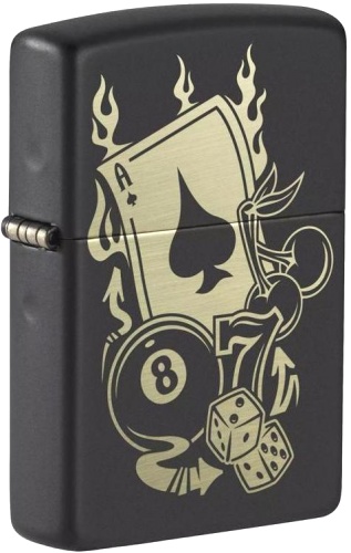  Зажигалка Zippo Gambling Design с покрытием Black Matte