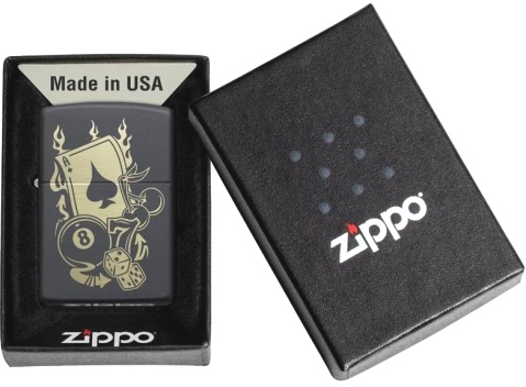  Зажигалка Zippo Gambling Design с покрытием Black Matte